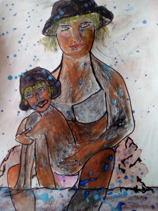 Pintura titulada "io-e-mia-figlia-al-…" por Milena Aere, Obra de arte original, Otro