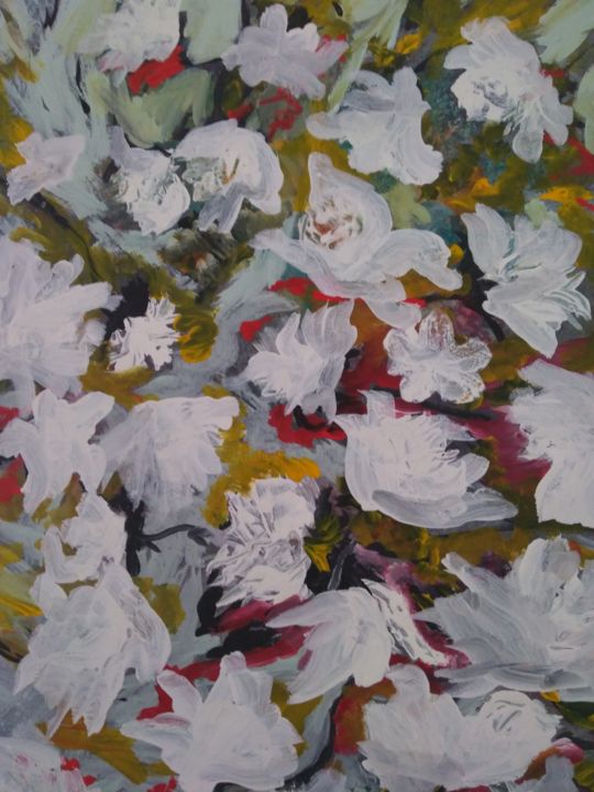 Pittura intitolato "Fiori bianchi" da Milena Aere, Opera d'arte originale