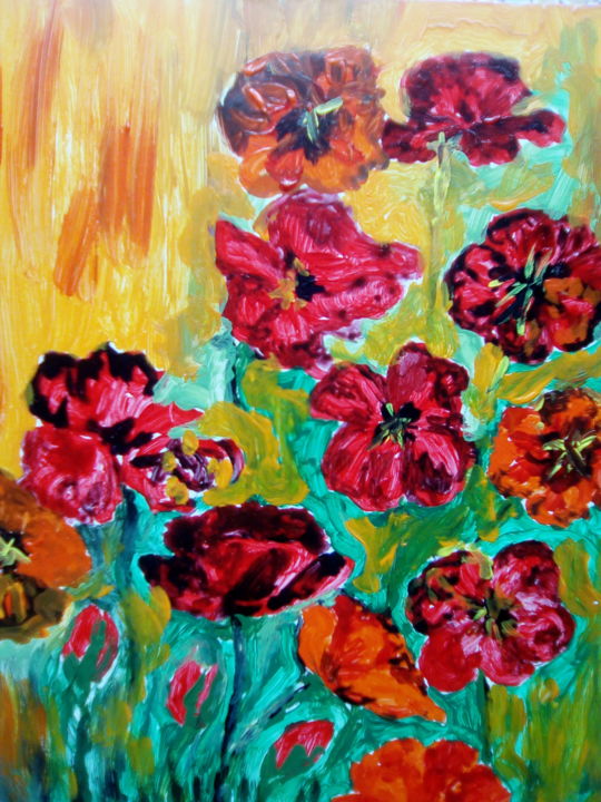 Painting titled "papaveri.jpg" by Milena Aere, Original Artwork, Acrylic