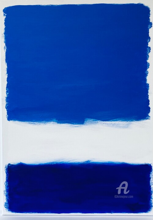 Painting titled "Silent blue" by Miler Art, Original Artwork, Acrylic Mounted on Wood Stretcher frame