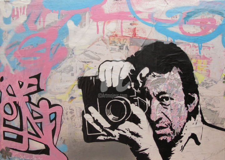 Schilderij getiteld "n°03 Gainsbourg" door Fred Milesi, Origineel Kunstwerk