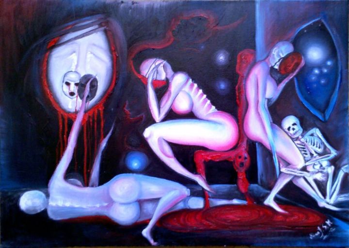 Schilderij getiteld "A touch of sadness" door Milica Jovanović Syed Mahmud, Origineel Kunstwerk, Olie