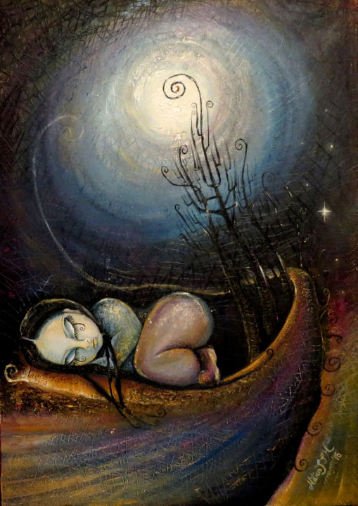 Painting titled "Dream a little dream" by Milica Jovanović Syed Mahmud, Original Artwork, Oil