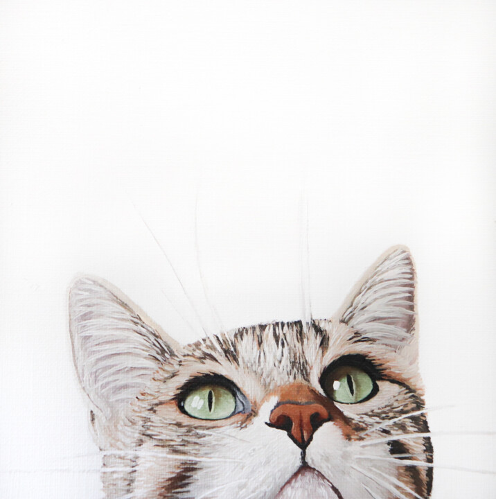 Painting titled "TABBY BLANC" by Milie Lairie, Original Artwork, Oil