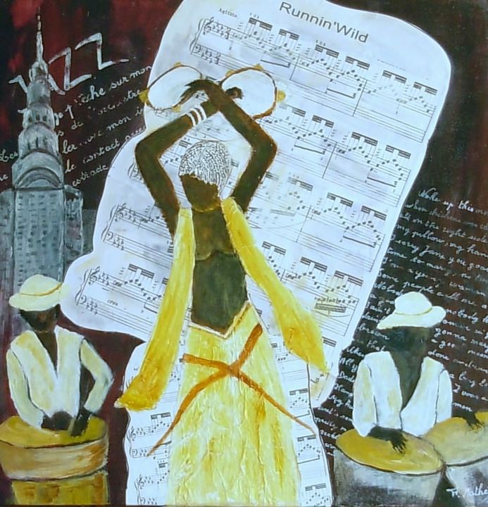 Peinture intitulée "jazz-danseuse-au-ta…" par Fram, Œuvre d'art originale