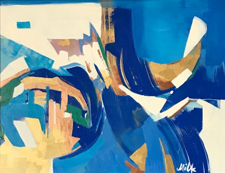 Pintura titulada "Blue abstract" por Milk Art Florence, Obra de arte original, Acrílico
