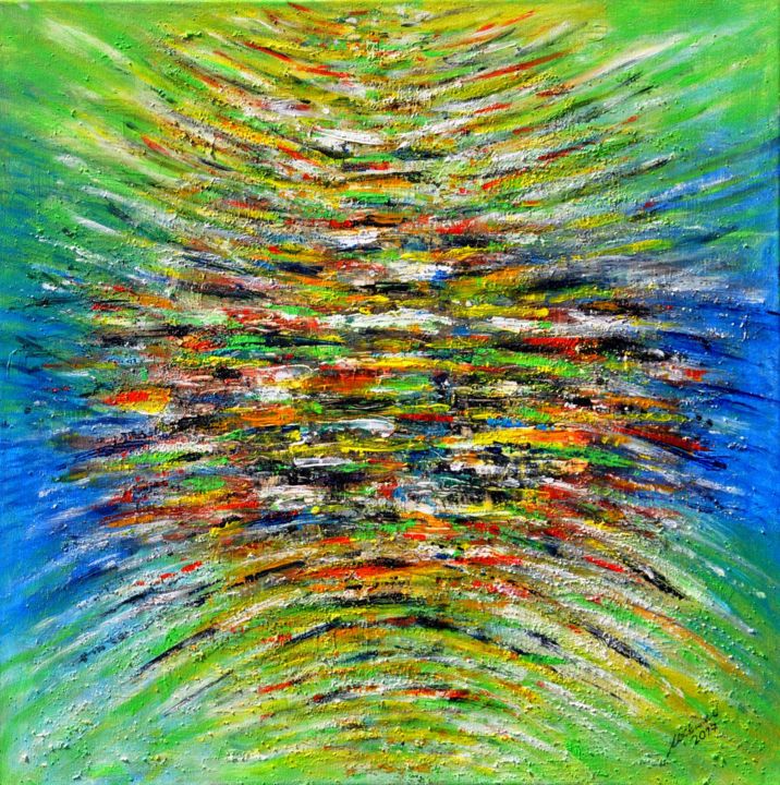 Painting titled "Earth's magnetic fi…" by Milka Urbaníková, Original Artwork, Acrylic