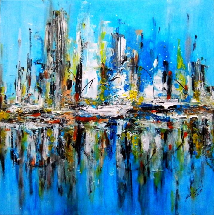 Painting titled "Abstract - Street i…" by Milka Urbaníková, Original Artwork, Acrylic