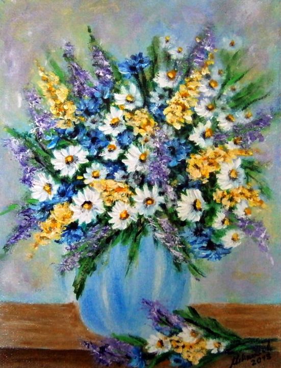 Peinture intitulée "Flowers of summer 8" par Milka Urbaníková, Œuvre d'art originale, Acrylique