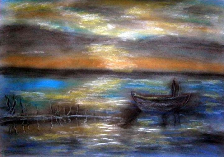 Tekening getiteld "pastel-rybolov-na-s…" door Milka Urbaníková, Origineel Kunstwerk, Pastel