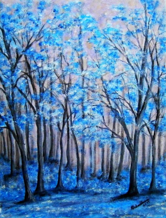 Painting titled "Forest Winter Queen…" by Milka Urbaníková, Original Artwork, Acrylic