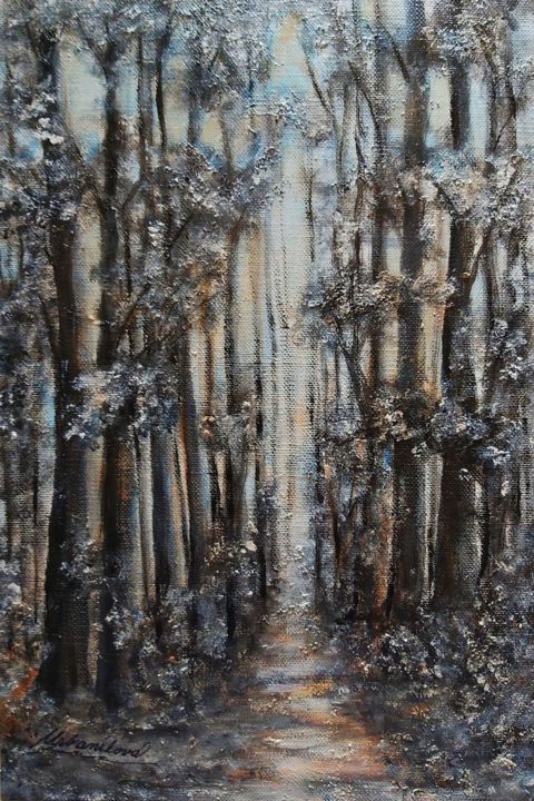 Painting titled "In the dark forest…" by Milka Urbaníková, Original Art, Acrylic