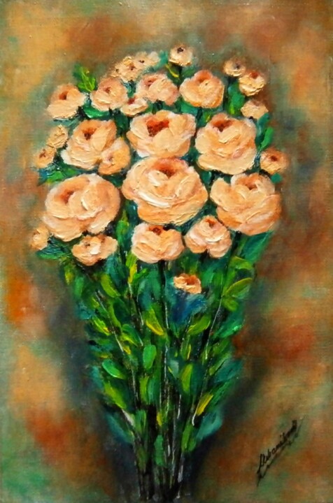 Painting titled "ROSE - ABSTRACT 1" by Milka Urbaníková, Original Artwork, Oil