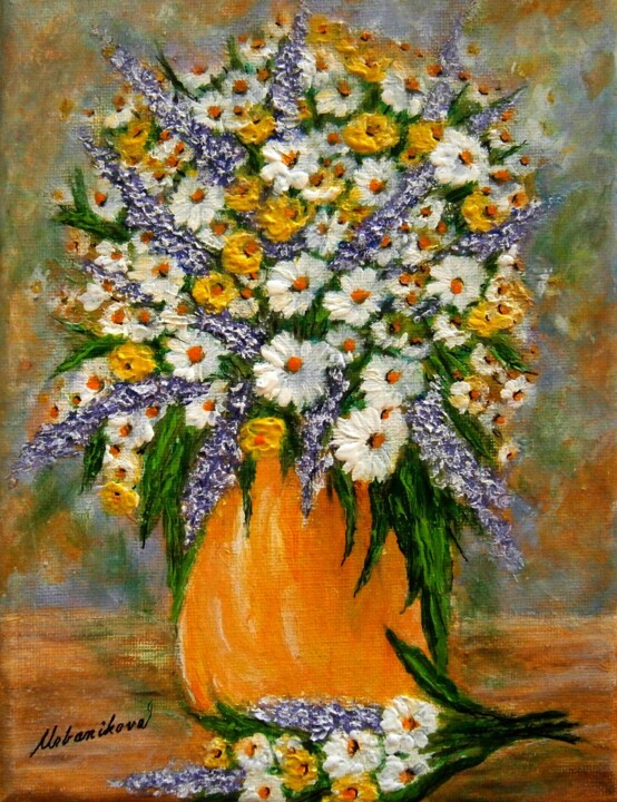 Malerei mit dem Titel "FLOWERS OF SUMMER 31" von Milka Urbaníková, Original-Kunstwerk, Acryl