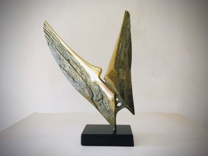 Sculpture titled "Wings" by Milko Dobrev, Original Artwork, Bronze