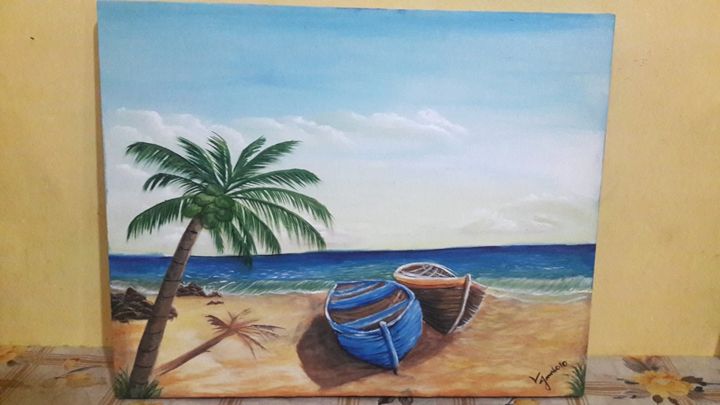 Painting titled "canoa quebrada" by Ludmila Jambeiro, Original Artwork, Acrylic