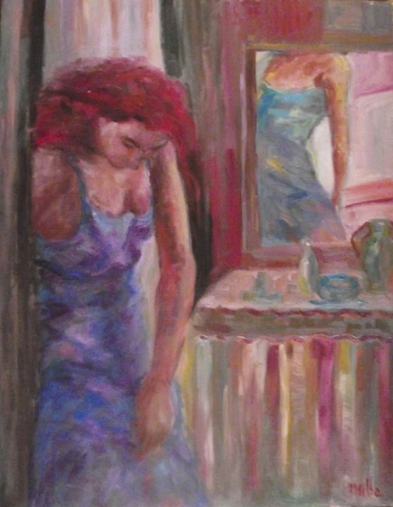 Pittura intitolato "Lo specchio" da Milla, Opera d'arte originale, Olio