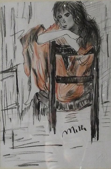 Pittura intitolato "disegno-la-fanciull…" da Milla, Opera d'arte originale, Olio