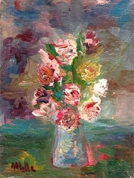 Pittura intitolato "rose-caduche-2.jpg" da Milla, Opera d'arte originale, Olio