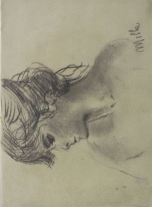 Desenho intitulada "volto di adolescente" por Milla, Obras de arte originais, Carvão
