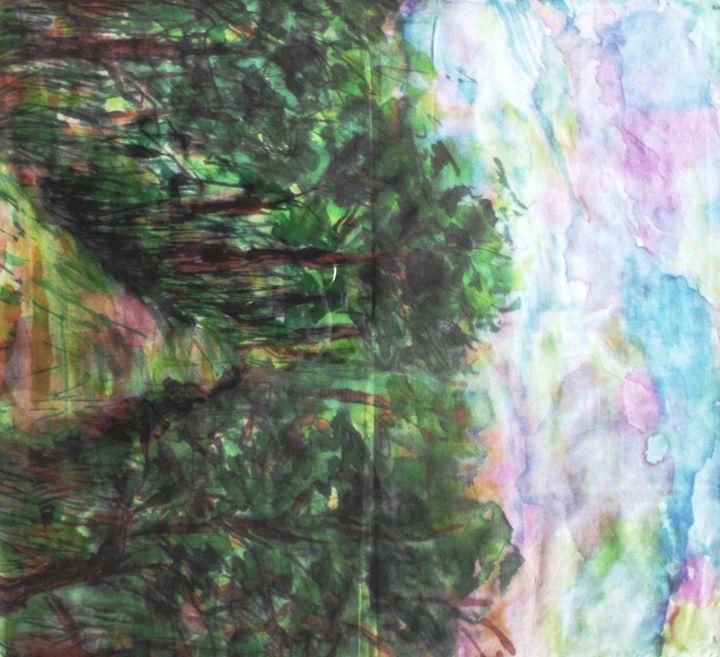 Peinture intitulée "il-viale-di-montefe…" par Milla, Œuvre d'art originale, Aquarelle