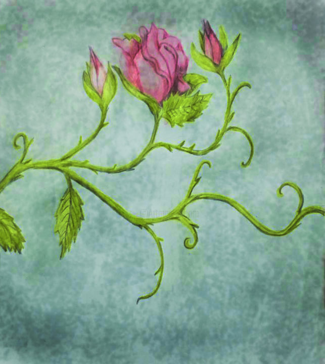 Arte digital titulada "rosa1.jpg" por Arteleodibujo, Obra de arte original, Pintura Digital