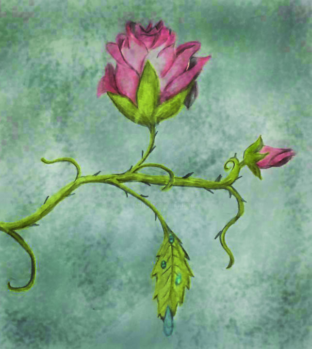 Digital Arts titled "rosa-2.jpg" by Arteleodibujo, Original Artwork, Digital Painting