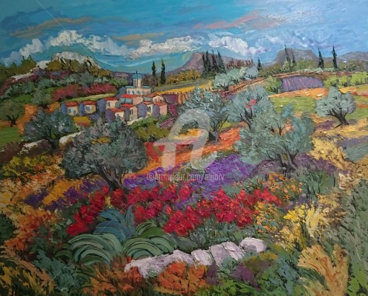 Painting titled "Haut village" by Milorv, Original Artwork
