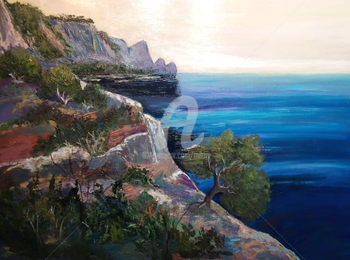 Painting titled "Calanque à Sormiou" by Milorv, Original Artwork, Oil