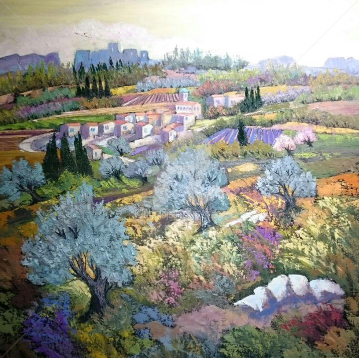Peinture intitulée "Les baux de Provence" par Milorv, Œuvre d'art originale