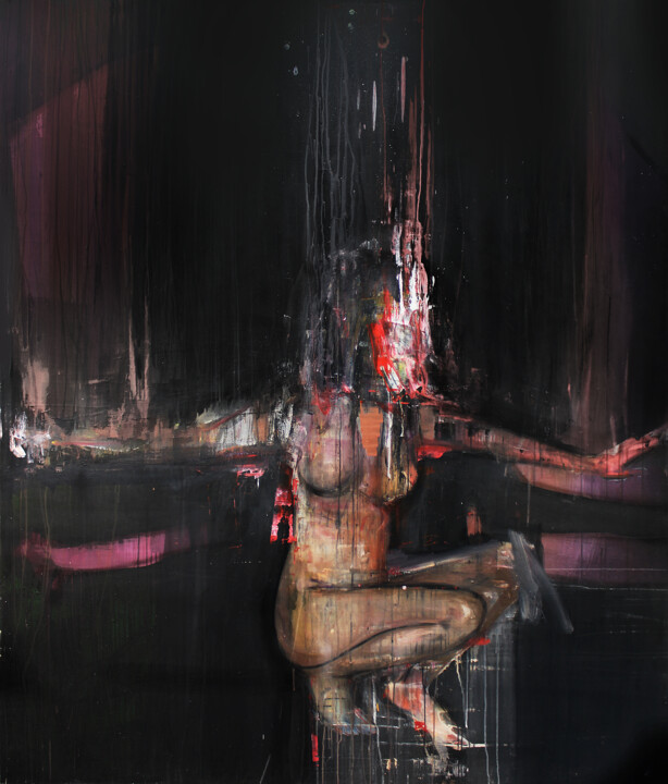 Pittura intitolato "Painful disintegrat…" da Miloš Hronec, Opera d'arte originale, Olio
