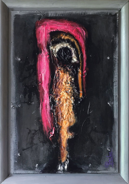 Ζωγραφική με τίτλο "Woman/Pinkhair" από Miloš Prekop, Αυθεντικά έργα τέχνης, Ακρυλικό