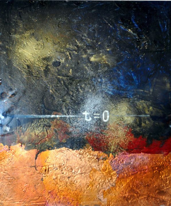 Painting titled "Time = 0" by miloskomadina, Original Art, Oil