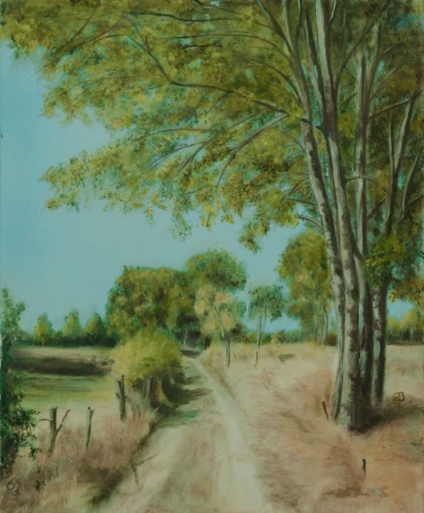 Painting titled "Promenade d'été en…" by Milreil, Original Artwork, Oil