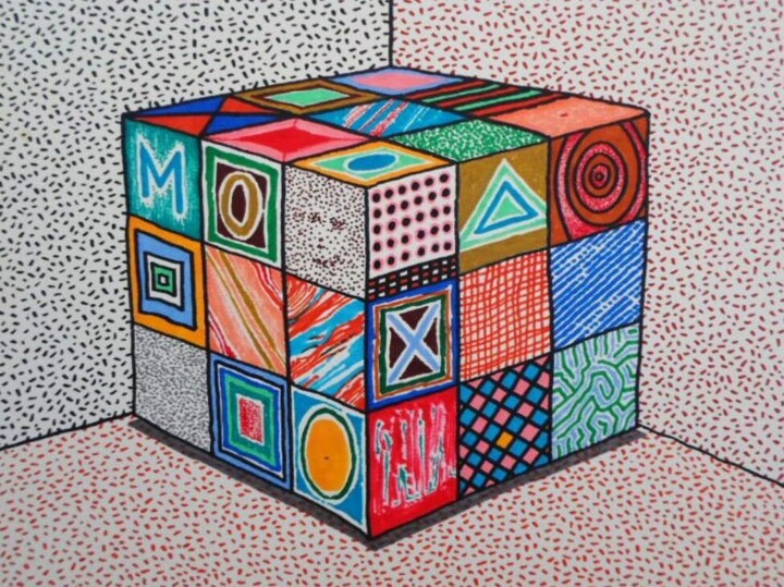 Painting titled "Rubik's art" by Milto Sideris, Original Artwork, Marker