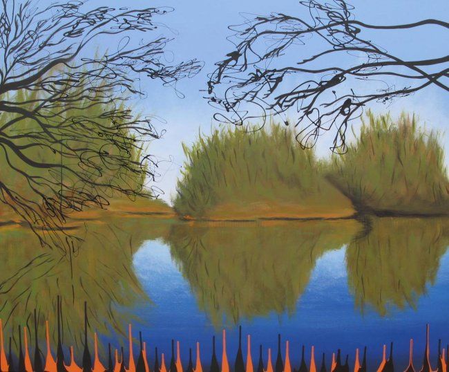 Painting titled "reflejo" by Milton Morales Grillo, Original Artwork