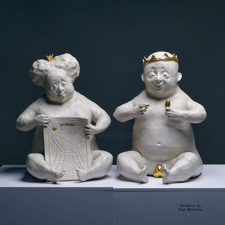 Scultura intitolato "King Morning" da Oly Miltys, Opera d'arte originale, Ceramica