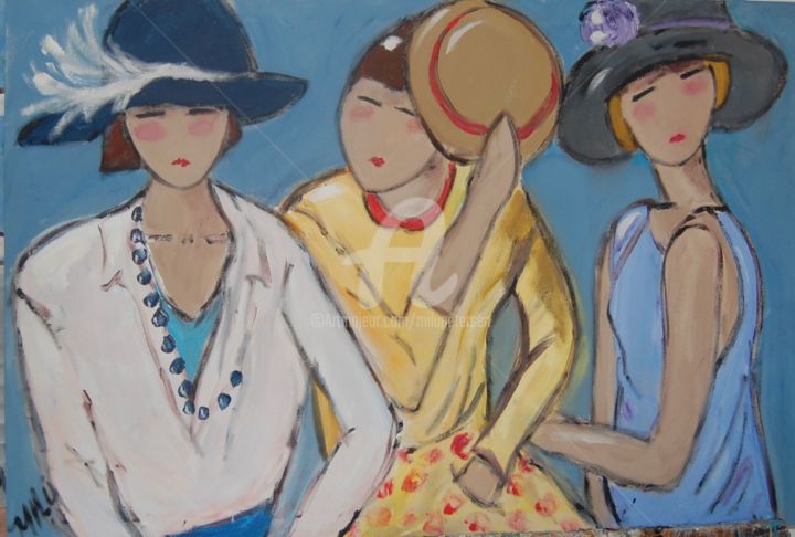Painting titled "mulheres e seus cha…" by Milu Petersen, Original Artwork