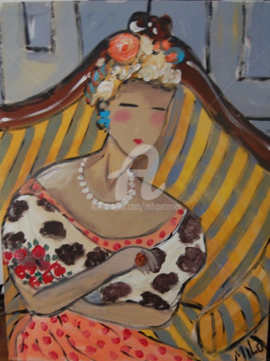 Pintura intitulada "Rainha" por Milu Petersen, Obras de arte originais
