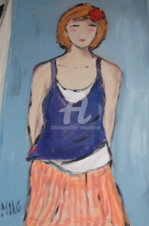 Painting titled "orange skirt" by Milu Petersen, Original Artwork