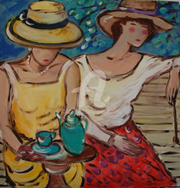 Malarstwo zatytułowany „duas amigas” autorstwa Milu Petersen, Oryginalna praca, Akryl