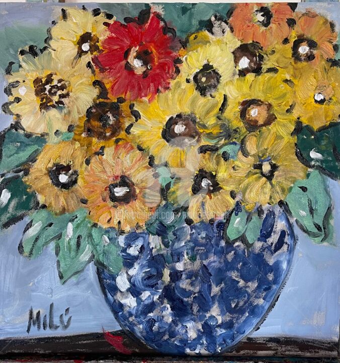 Pintura titulada "flores diversas" por Milu Petersen, Obra de arte original, Acrílico