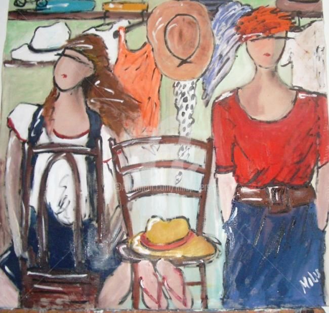 Painting titled "roupas e chapeus" by Milu Petersen, Original Artwork