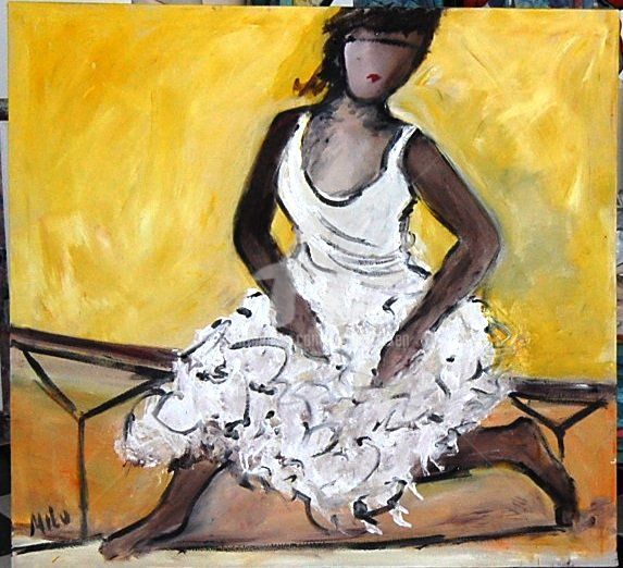 Pintura intitulada "dançarina negra" por Milu Petersen, Obras de arte originais