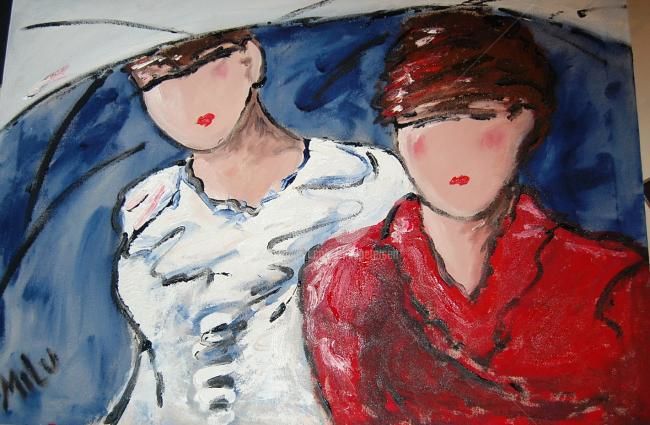 Pintura titulada "duas mulheres" por Milu Petersen, Obra de arte original