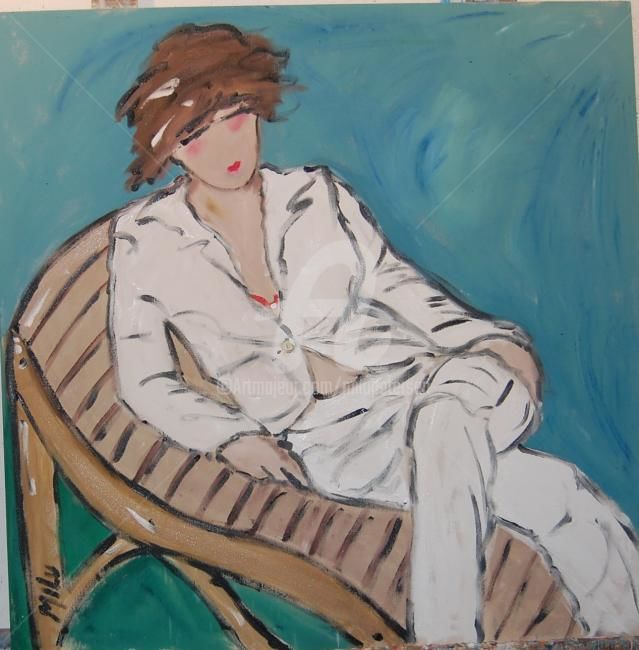 绘画 标题为“mulher na cadeira d…” 由Milu Petersen, 原创艺术品