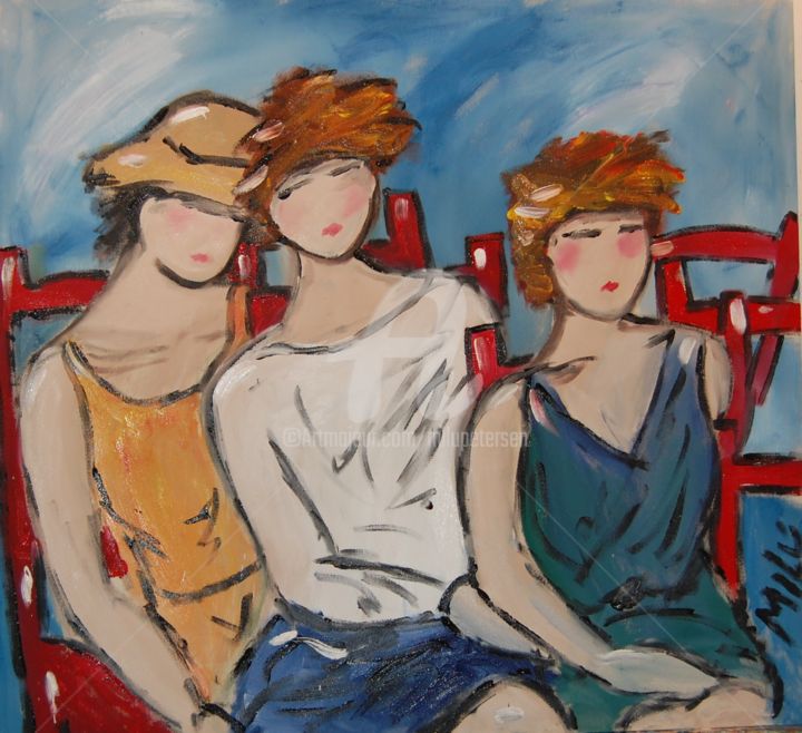Painting titled "cadeiras vermelhas" by Milu Petersen, Original Artwork