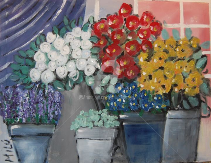 Pintura intitulada "flores §flores" por Milu Petersen, Obras de arte originais