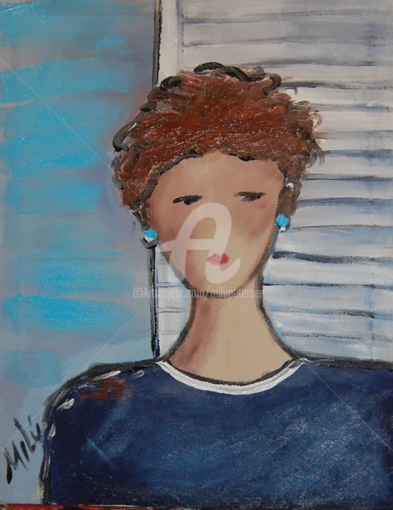 Painting titled "brincos azuis" by Milu Petersen, Original Artwork