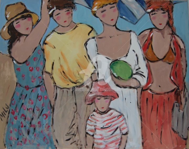 Pintura titulada "Familia" por Milu Petersen, Obra de arte original